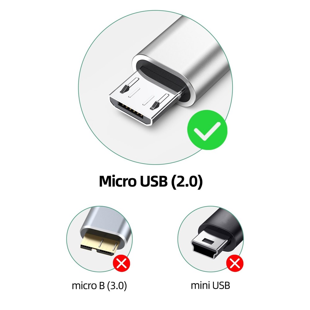 DteeDck USB C to Micro Cable 15 ft, Type C 15 Feet, Silver