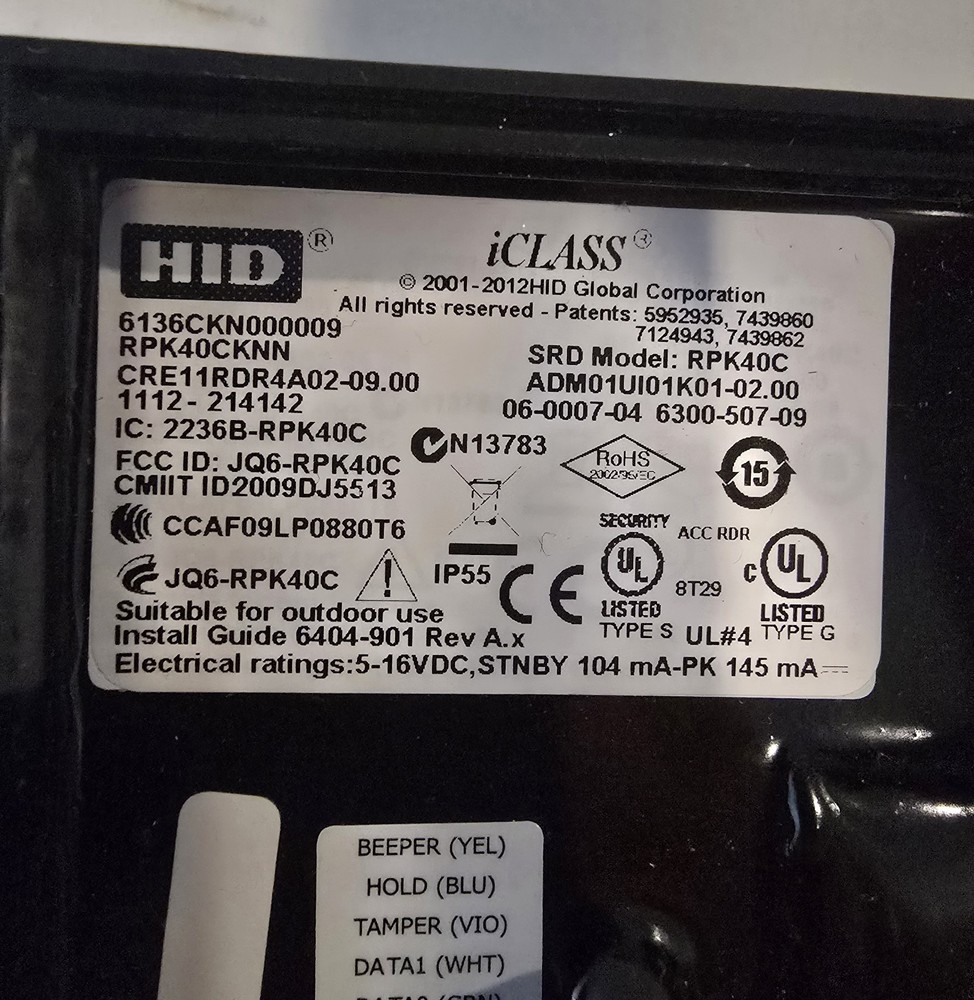 Hid Multi Class Keypad RLP40CKNN