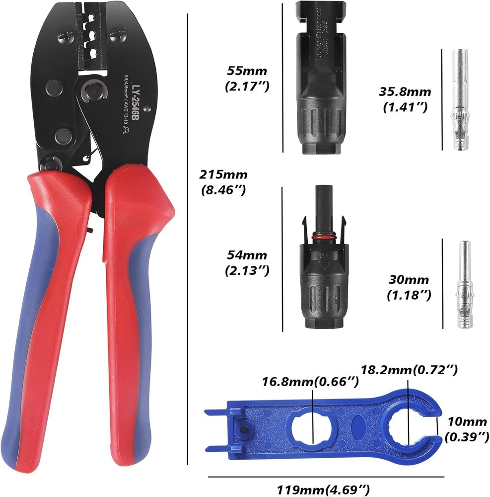 47pcs Solar Panel Replacement Tools Kits, 10 Pair Solar Connectors and 2pcs
