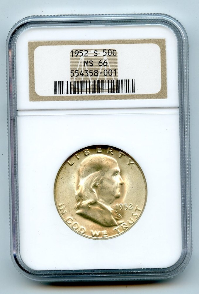 1952 S NGC Franklin Half Dollar MS66 - GC482
