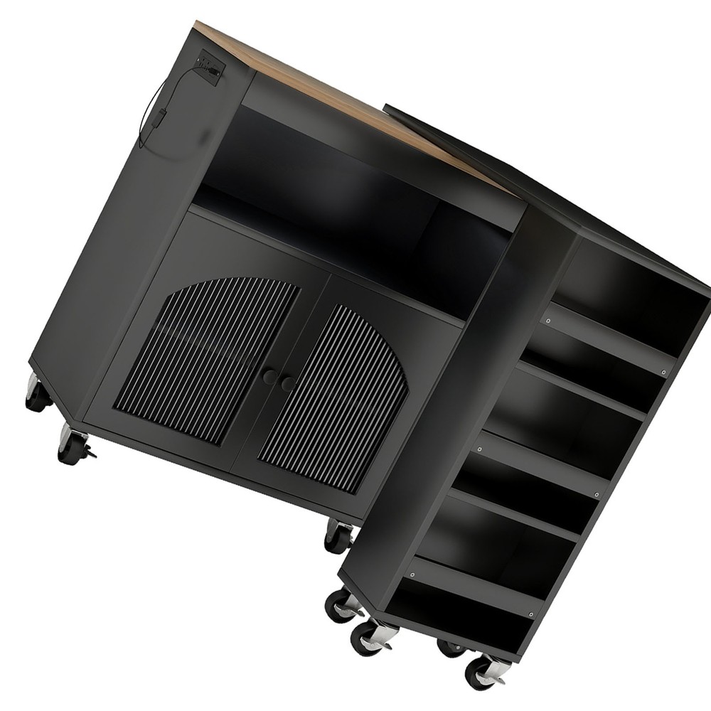 Rolling Kitchen Island Table With LED Light Power Outlets For Kitchen RAEA