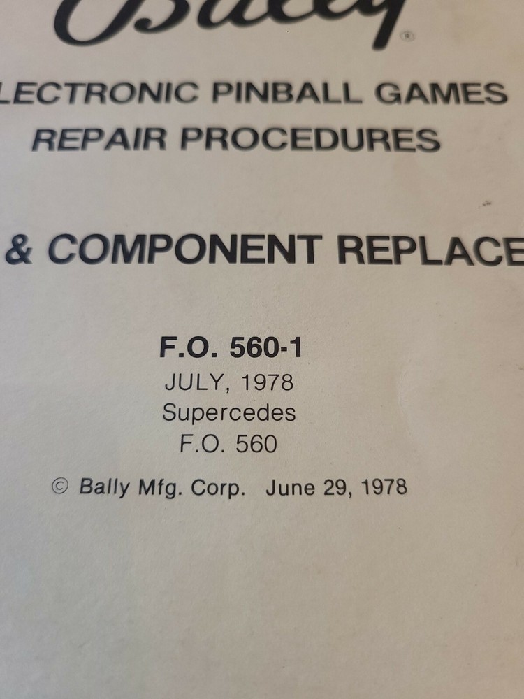 1978 Bally Electronic Pinball Games Repair Procedures Module Replacement Level