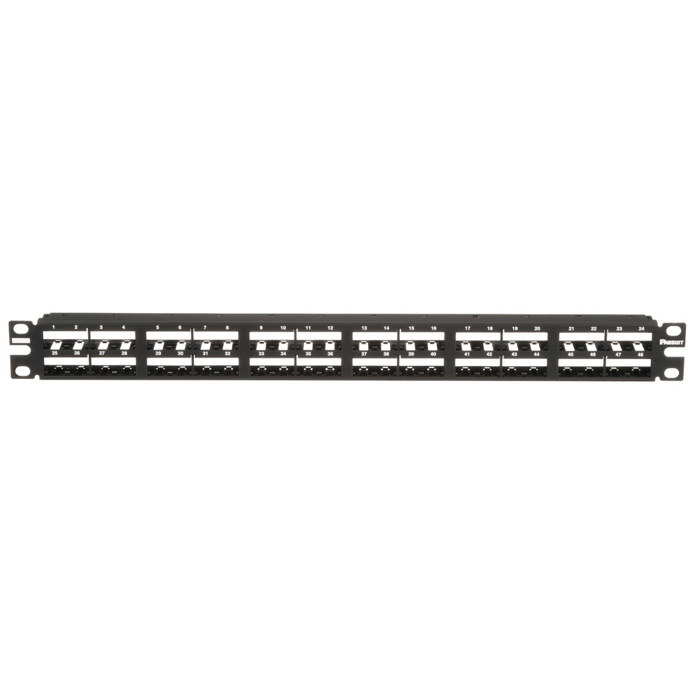 Panduit CPP48HDEWBL 48 Port 1U Rack High Density Flat Modular Patch Panel Black