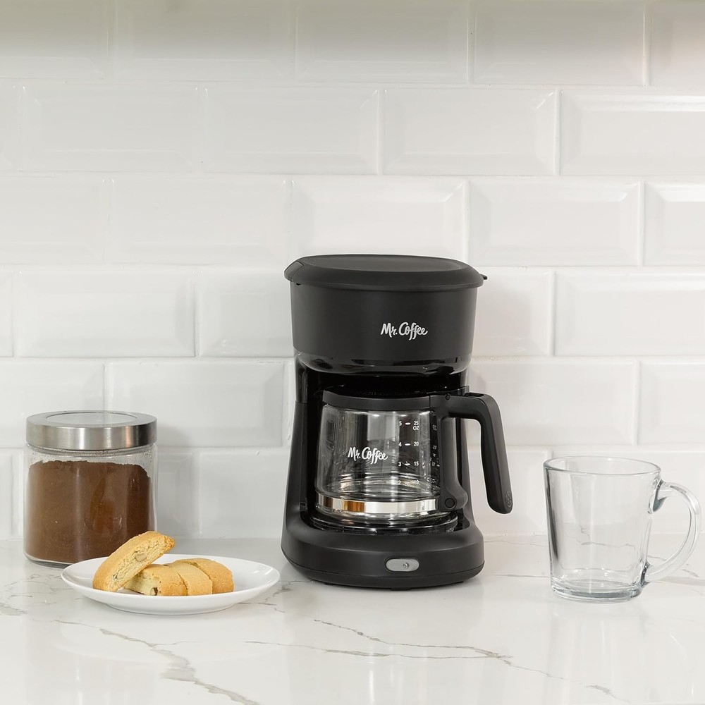 Effortless 5-Cup Mini Brew Coffee Maker with Auto Pause in Classic Black