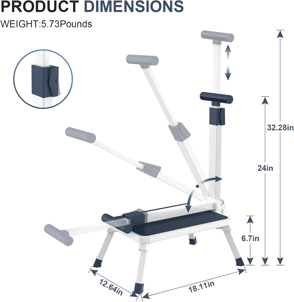 Folding Step Stool, Step Stools with Handle for Elderly Adults, Metal Steppin...