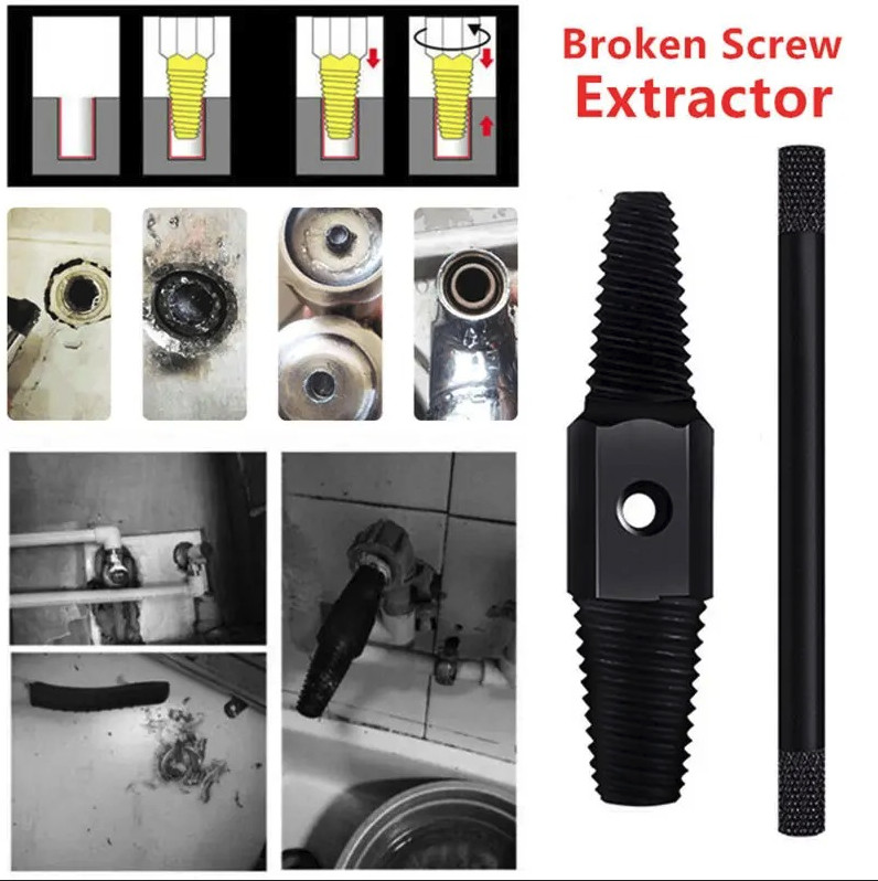 1 Set Double Head Screw Extractor: Pipe Valve Bolt Broken Remover Tool - NEW