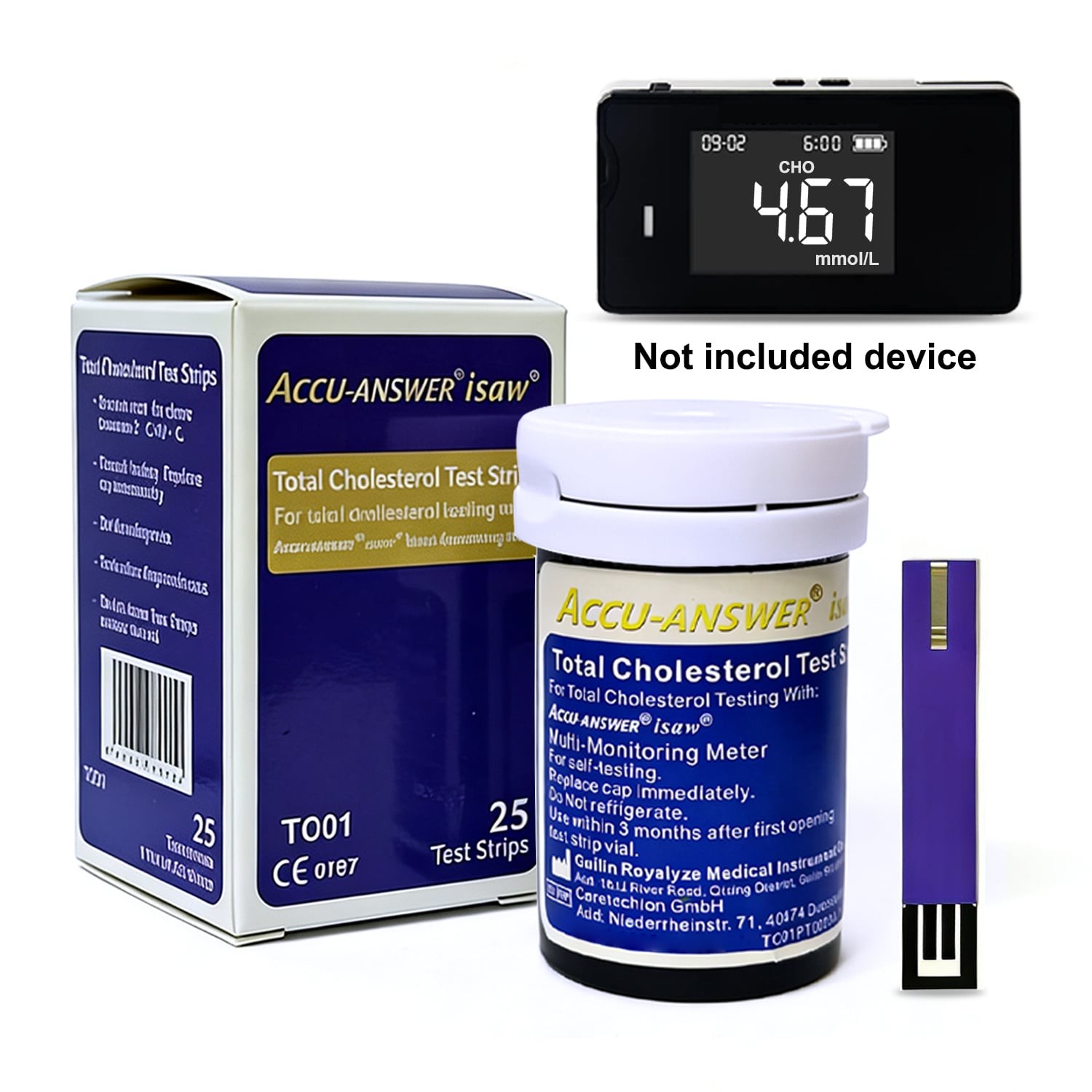 Accu-Answer iSaw Total Cholesterol Test Strips-25 Test Strips for LBM-01
