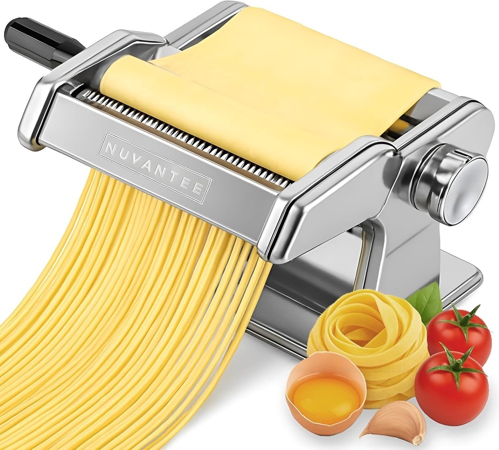 Pasta Maker with 7 Adjustable Thickness Settings - 2 in 1 Noodle Maker with R...