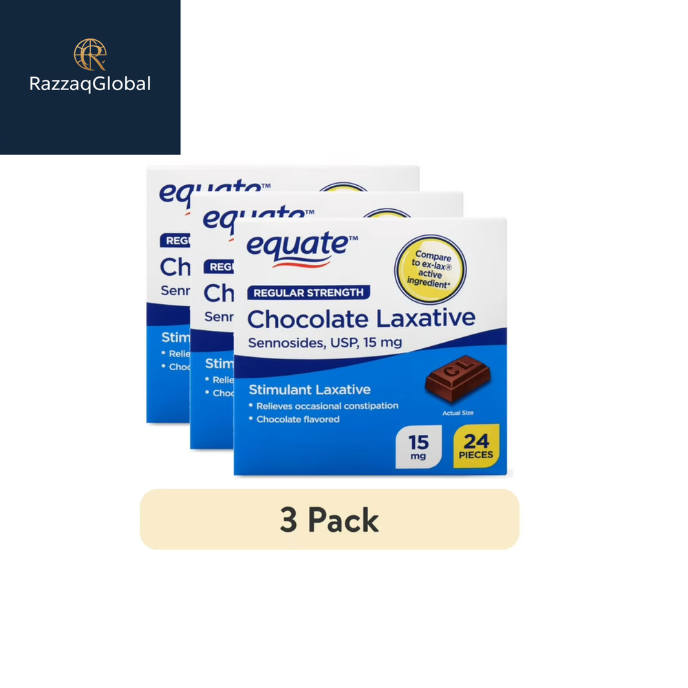 (3 pack) Equate Regular Strength Chocolate Laxative, 24 Pieces