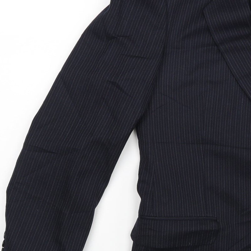 Vintage St Michael Mens Blue Striped Polyester Blend Suit Jacket Size M