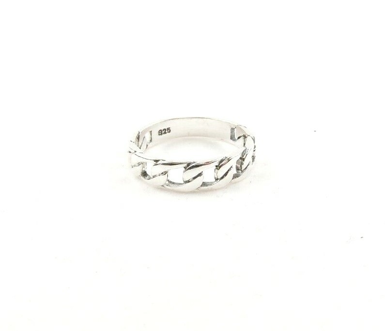 Sterling Silver 4 mm Chain Link Band Ring - Free Gift Packaging