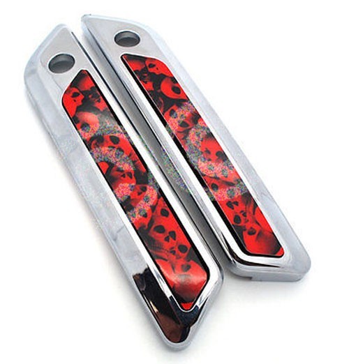 "Red Skull Pile" - Saddlebag Latch Reflector Insert Decals for 2014 Harley