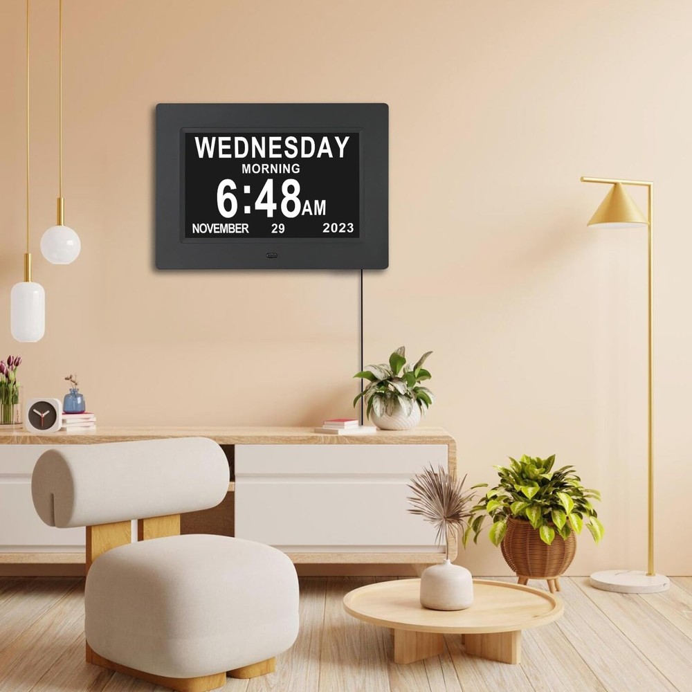 7 Inch Extra Large Day Date Time Digital Day Calendar Clock with Auto-Dimming...