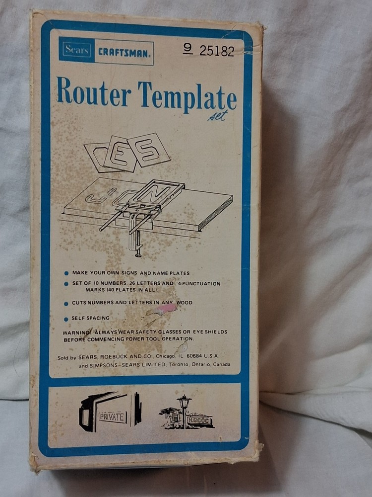 Craftsman Router Template Sears # 25182 In Original Box