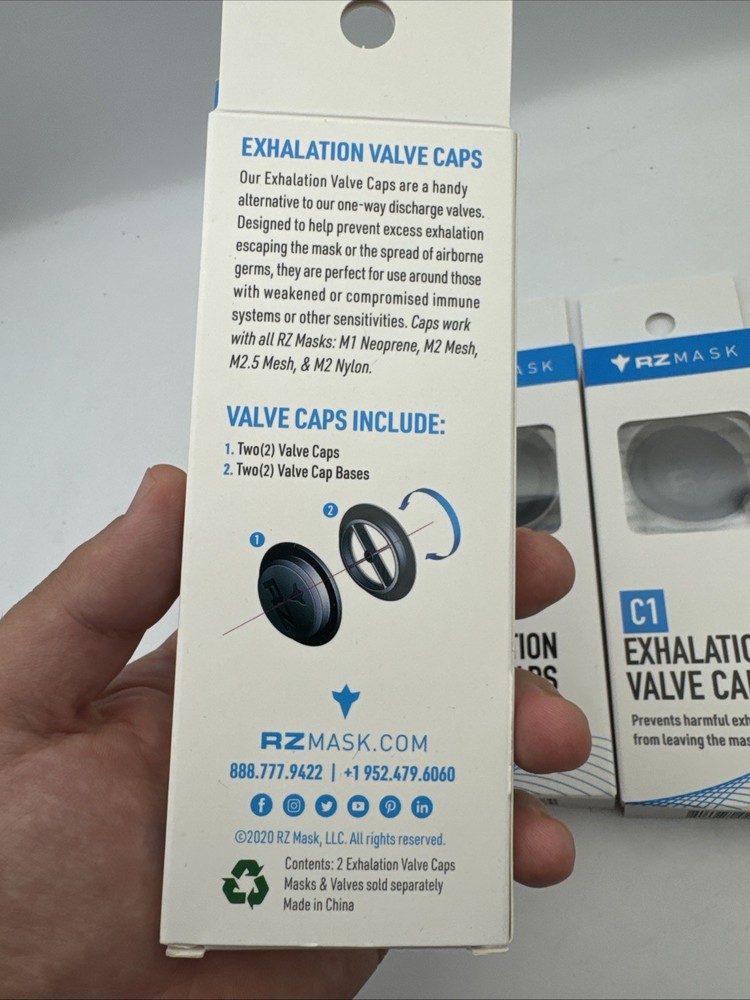 RZ Mask Exhalation replacement valve Caps - Black 3-pack