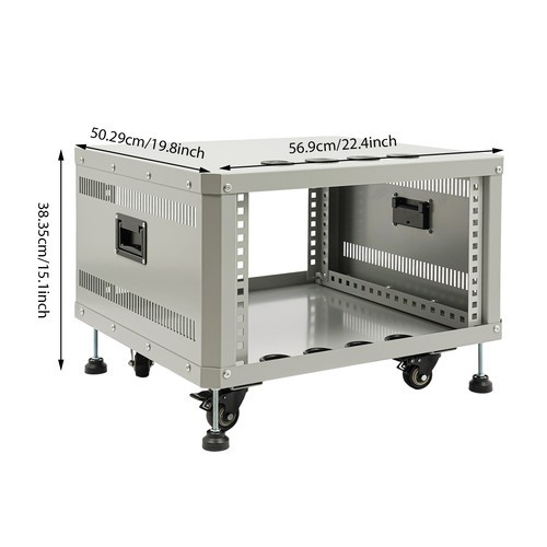 6U Audio&Studio Rack with Caster Wheels DJ Rolling Server Shelf Open Cabinet