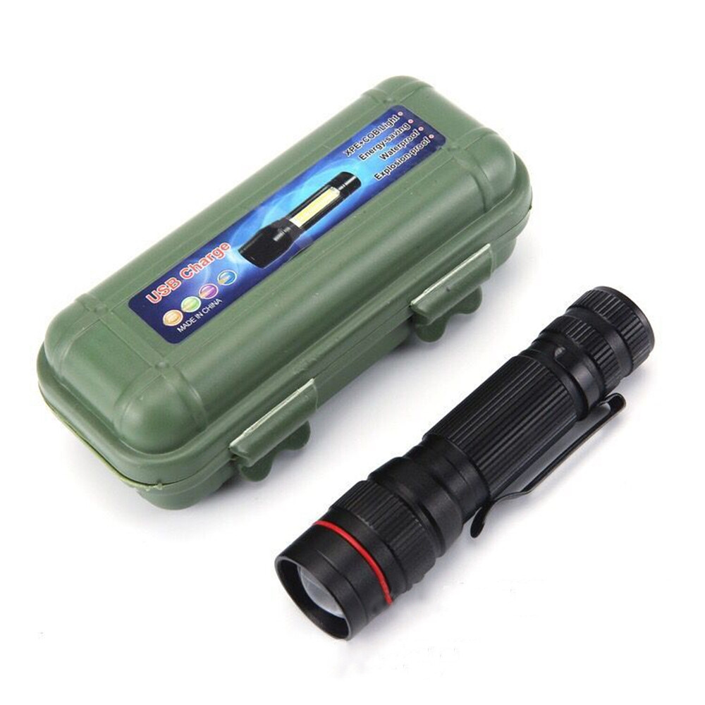 2PCS Mini Portable USB Rechargeable LED Flashlight 3 Modes Torch Lamp +USB Cable