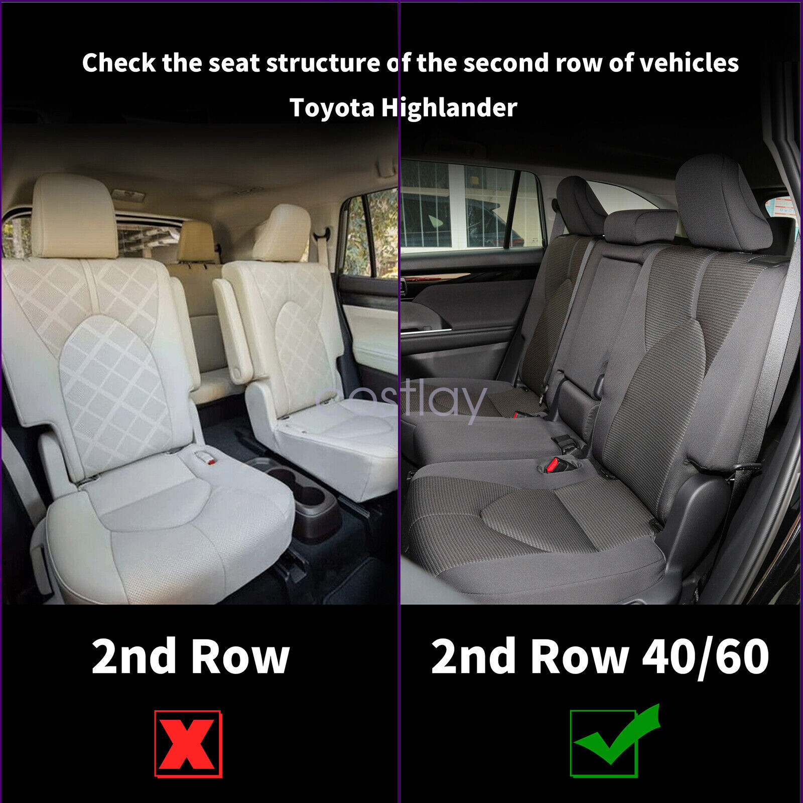 For 2020-2023 Toyota Highlander Full Set Protector Leather seat covers 8 Seat