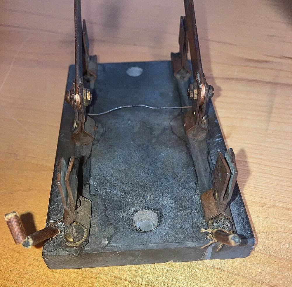 Antique Double Pole Double Throw Copper Switch, Slate Base 5.25" x 3.25"