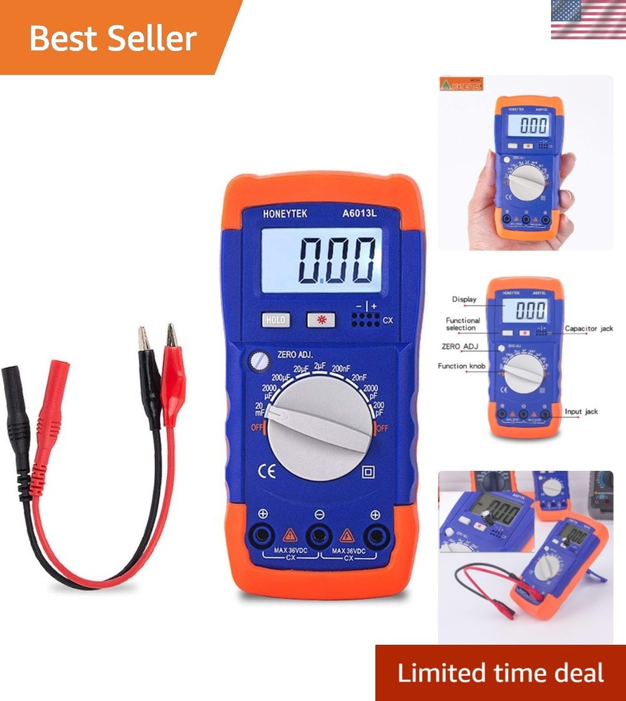 Battery-Powered Handheld Capacitor Tester with Backlight - Reliable & Efficient