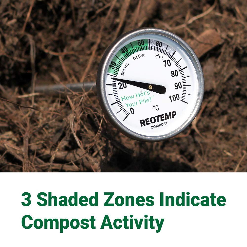 Reotemp 20 Inch Celsius Backyard Compost Thermometer with Digital Composting ...