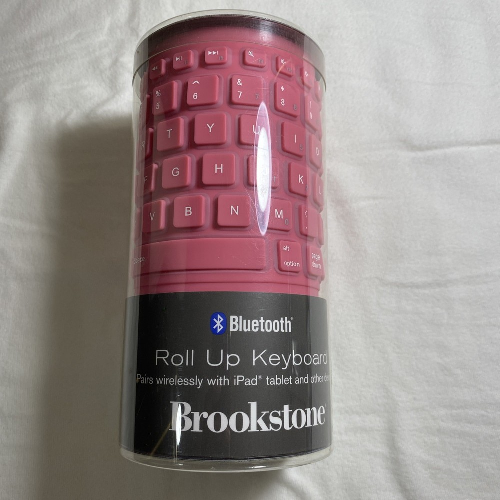 Brookstone Bluetooth Wireless Roll-Up Keyboard 789725 Pink