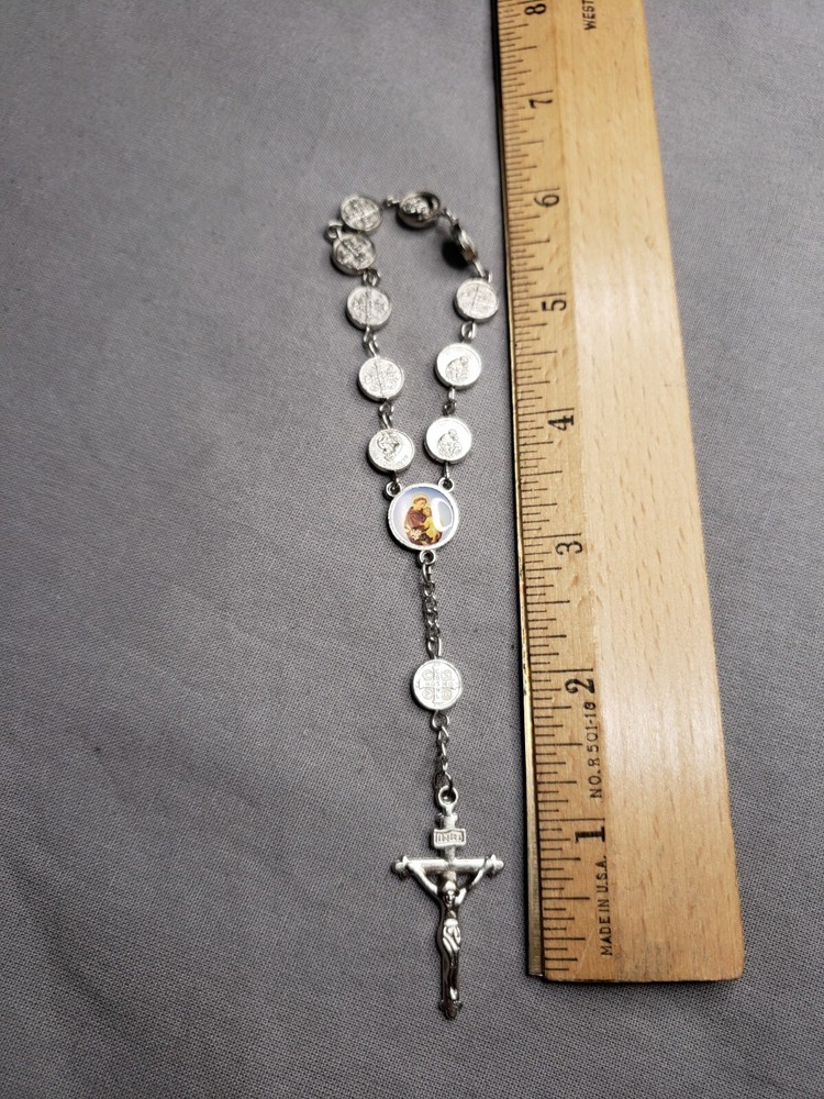 Vintage Rosary St Anthony & St Benedict Beads Christian A24