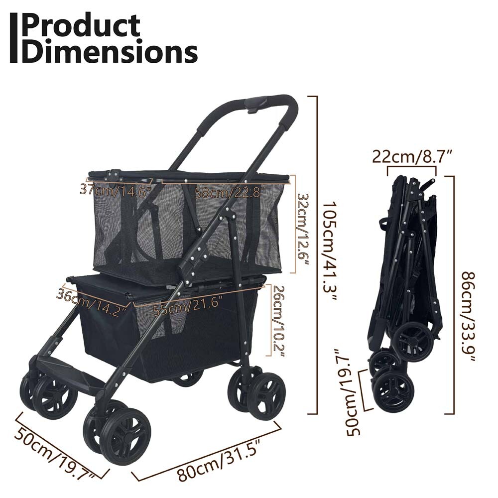 Collapsible Shopping Cart Utility Trolley Cart with Removable Tote&Swivel Wheels