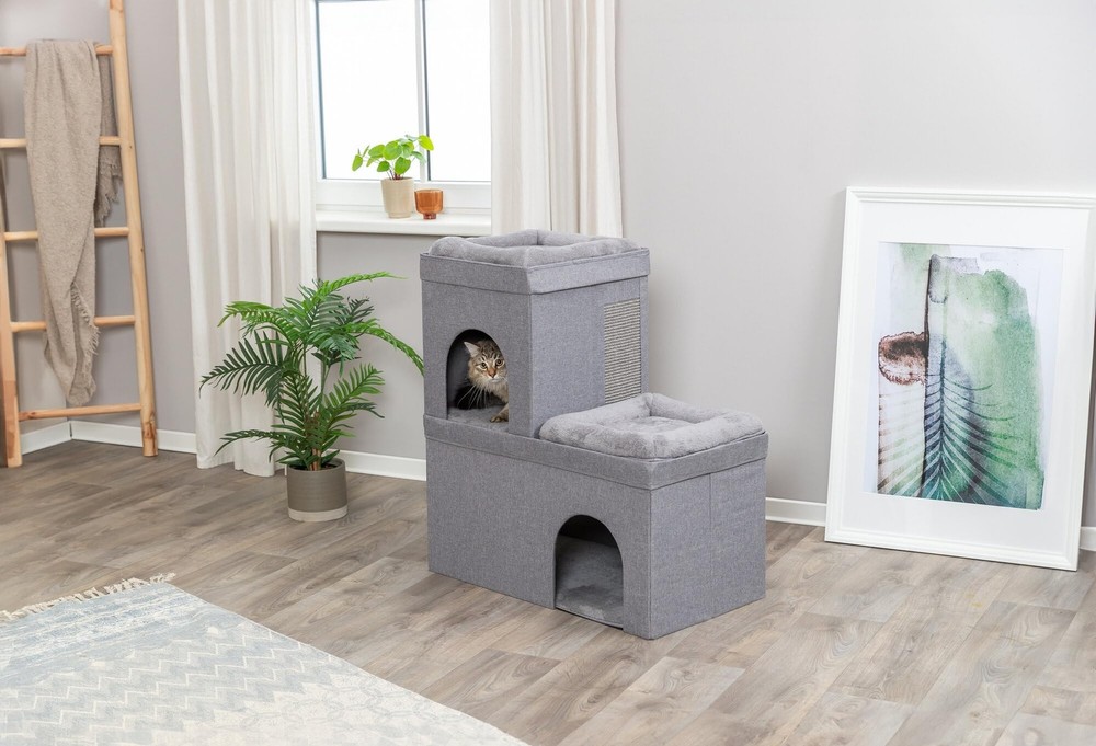 TRIXIE Crazy Cube Stackable Cat Condo, Indoor Cat House with Scratching Pad, ...