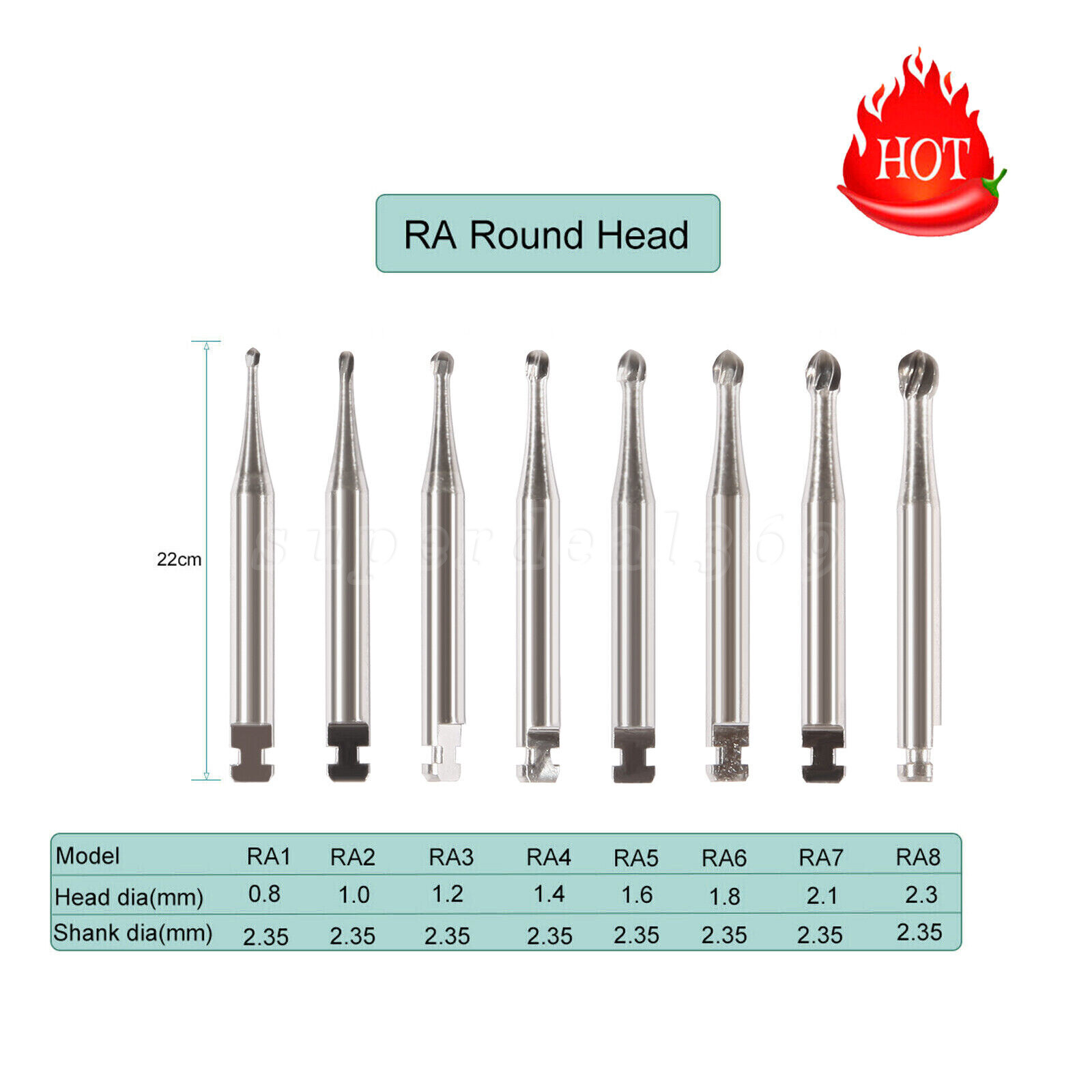 Dental Round Carbide Bur for Slow Speed Latch Type Handpiece RA 1# - 8# Burs