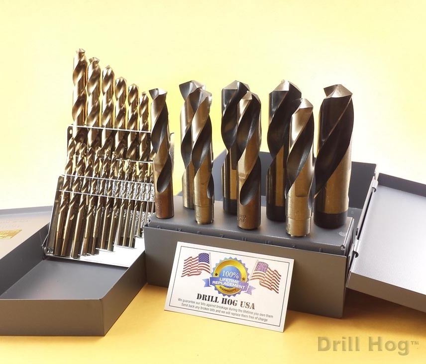 Drill Hog USA 21 Pc COBALT M42 8 Pc Silver & Deming Drill Bits Lifetime Warranty