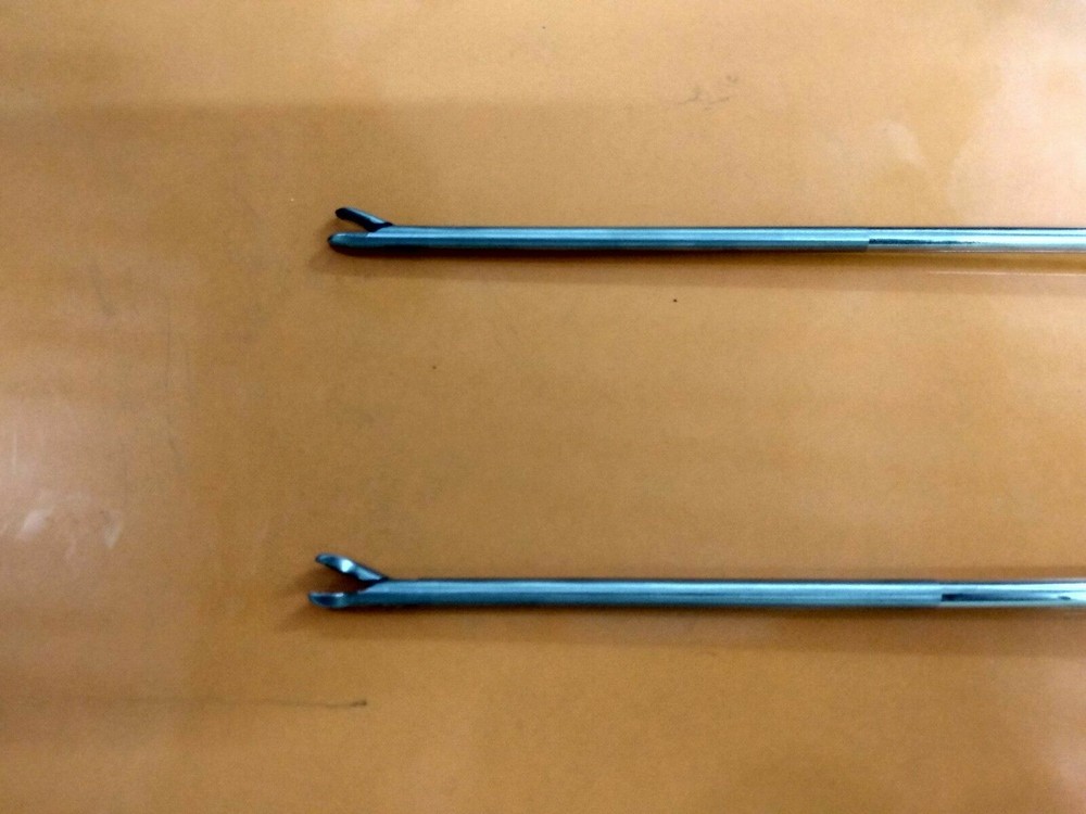 Laparoscopic Needle Holder Curved Left & Right Jaw Tips Set 5mm Reusable Forceps