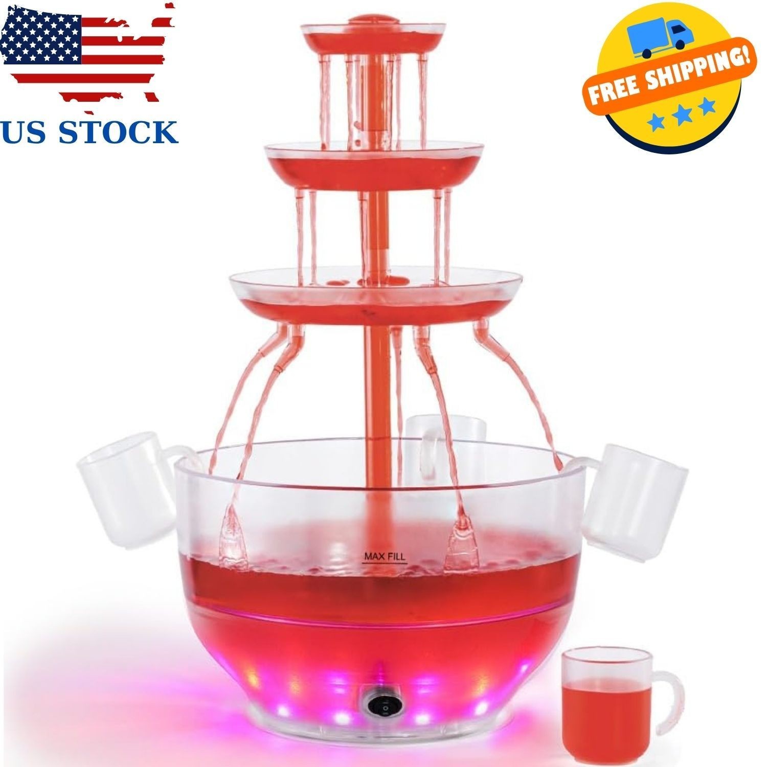 Drink Fountain for Parties - 1.5 Gal, 3 Tier Punch Bowl Champagne Tower