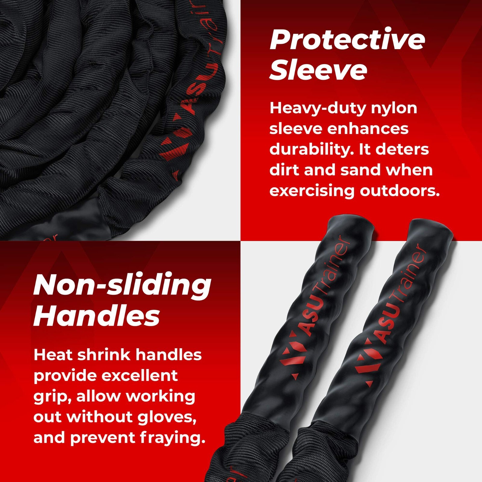 Poly Dacron Weighted Battle Ropes for Home Gym– Indoor/Outdoor Workout Rope