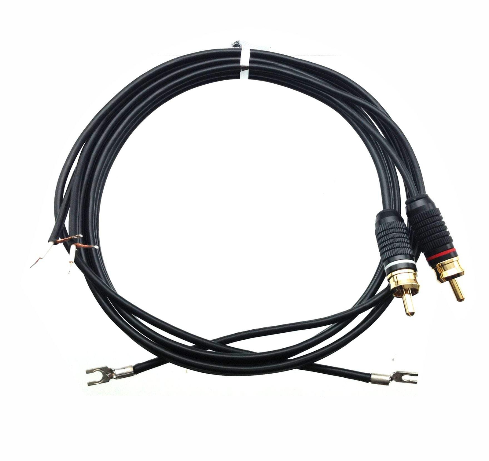 Turntable Cable RCA to Bare End with Ground Lugs