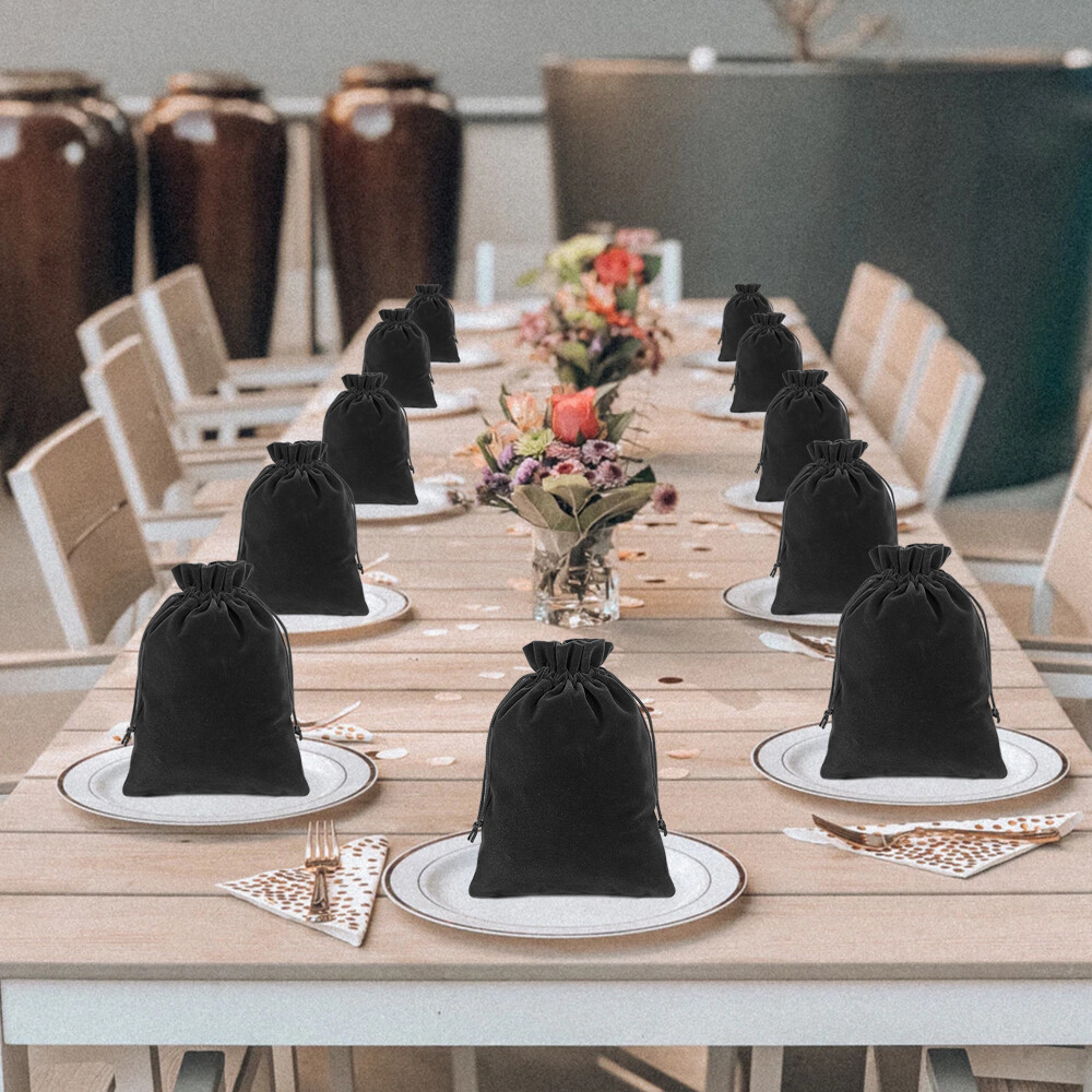 25/50/100 Velvet Pouch Jewelry Gift Wedding Favor Bag Party String Velour Baggie