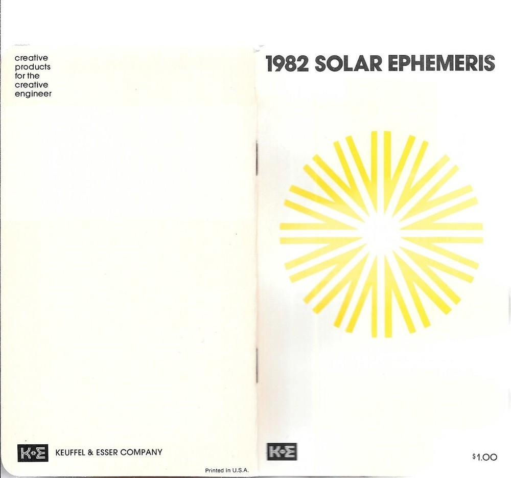 1982 KEUFFEL & ESSER SOLAR EPHEMERIS