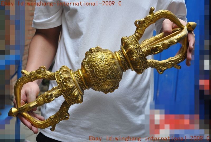 Tibet Buddhism temple bronze Gilt Vajra Dorje Phurpa Exorcism Talisman Faqi