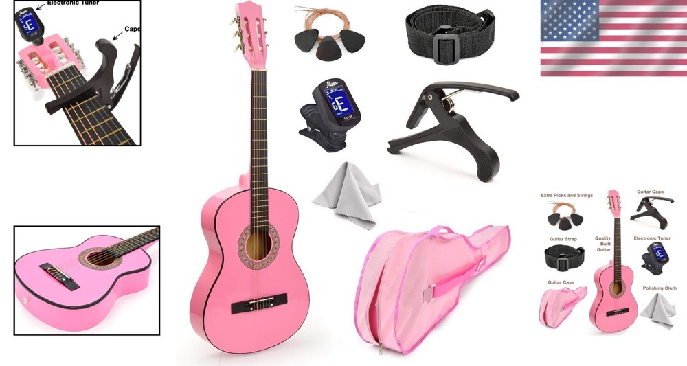 Pink Classical Beginner Friendly Guitar For Kids With Accessories
