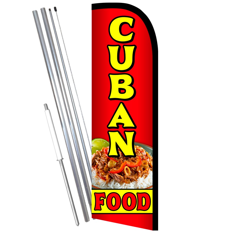Cuban Food Premium Windless  Feather Flag Bundle (Complete Kit) OR Optional Repl