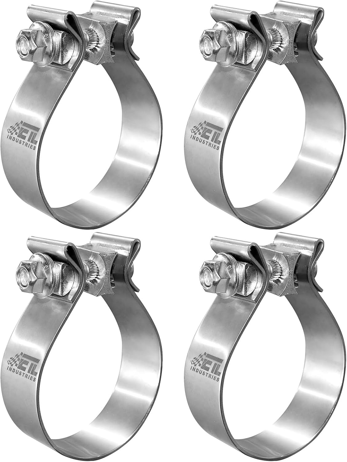 3 Inch Exhaust Clamp, Narrow Band Clamp 304 Stainless Steel, 4 Pcs