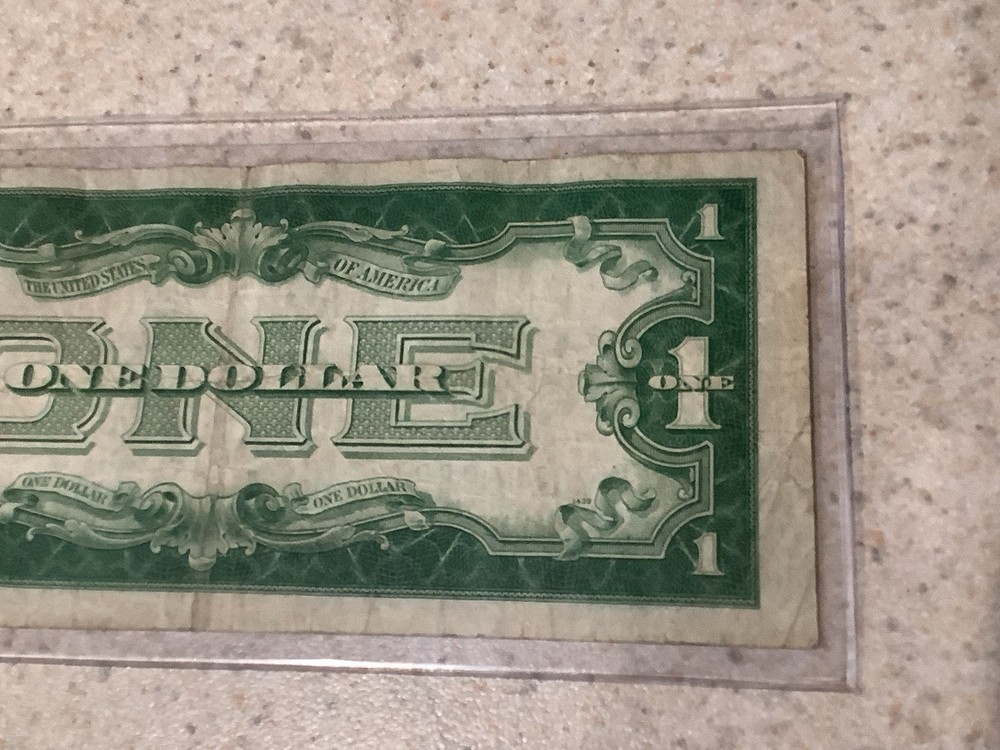 1928-A $1 SILVER CERTIFICATE FUNNY BACK ~ OFF CENTER/Slightly Angle ERROR