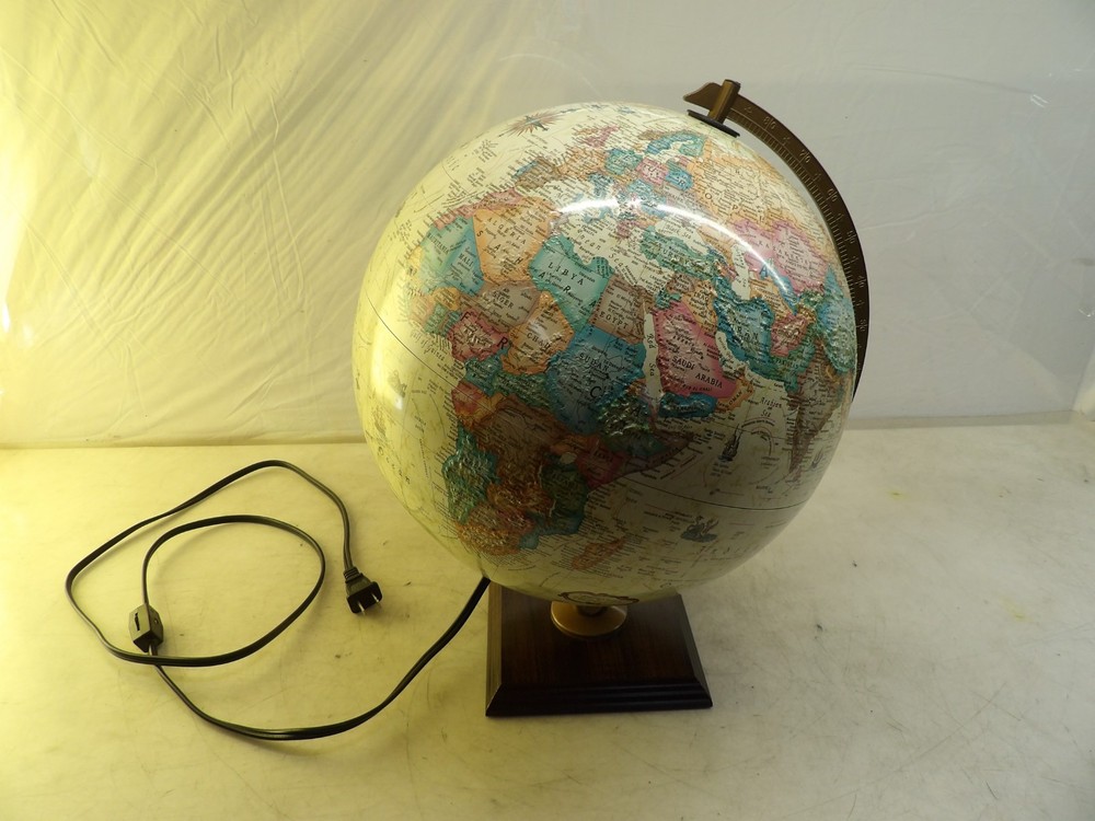 Vintage Replogle 12" Relief Lighted World Globe