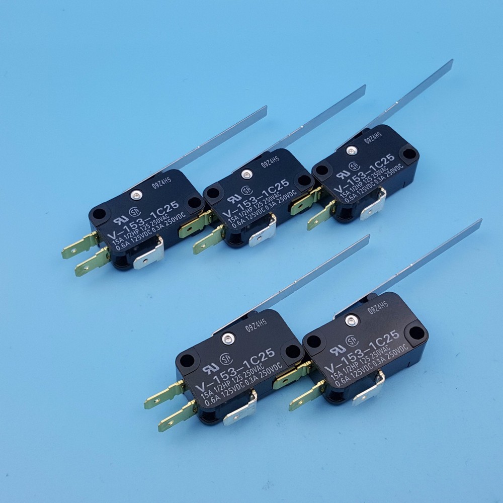 5Pcs Omron V-153-1C25 Momentary Long Hinge Lever 3Pin Mini Basic Limit Switch