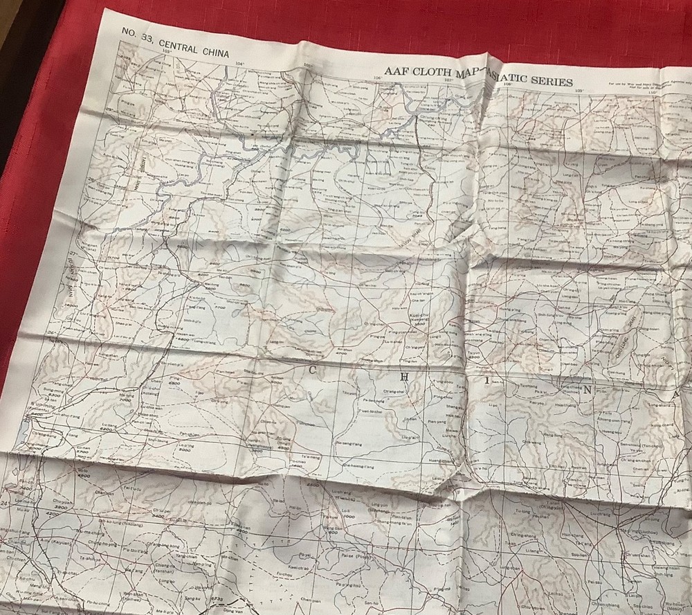 WWII SILK ESCAPE MAP Dated 1943 RAF/ USAAF