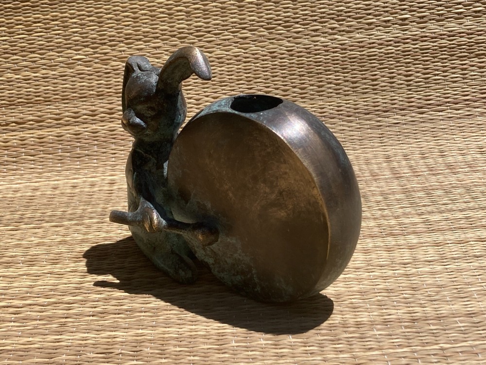 Bunny Vase drumming on a drum