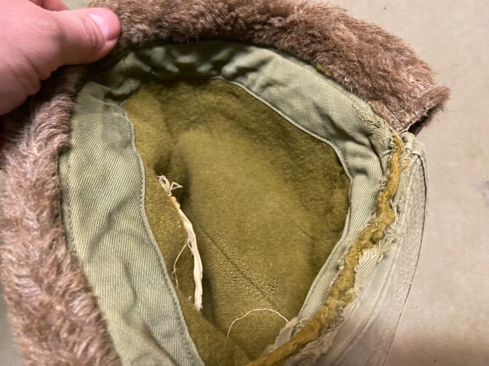 ORIGINAL POST WWII US ARMY M1943 WINTER PILE HAT CAP-MEDIUM SIZE 7