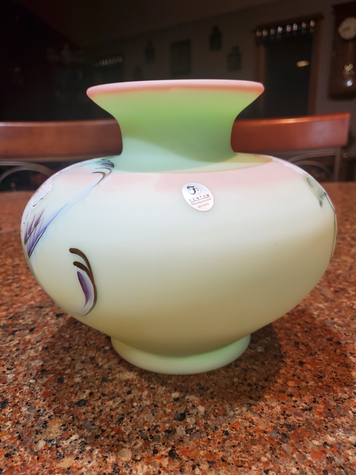 2006 Fenton Lotus Mist Hibiscus Garden Vase LE