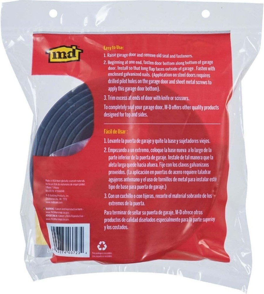 Durable Black Rubber Weather Sealer - 9 ft. Garage Door Insulation Solution