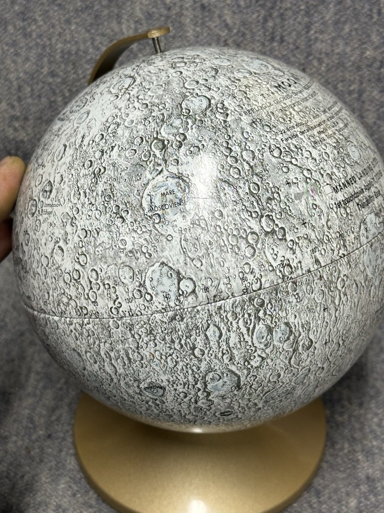 Replogle Globe The Moon Authentic 6” Model Vintage Includes Manned Landing Sites